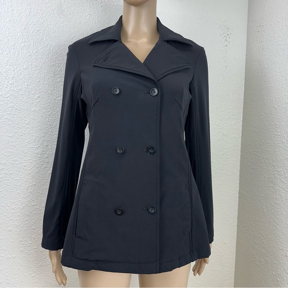 PATAGONIA Black Double Breasted Stretchy Nylon Tailored Blazer Style Jacket 2 - Picture 1 of 12